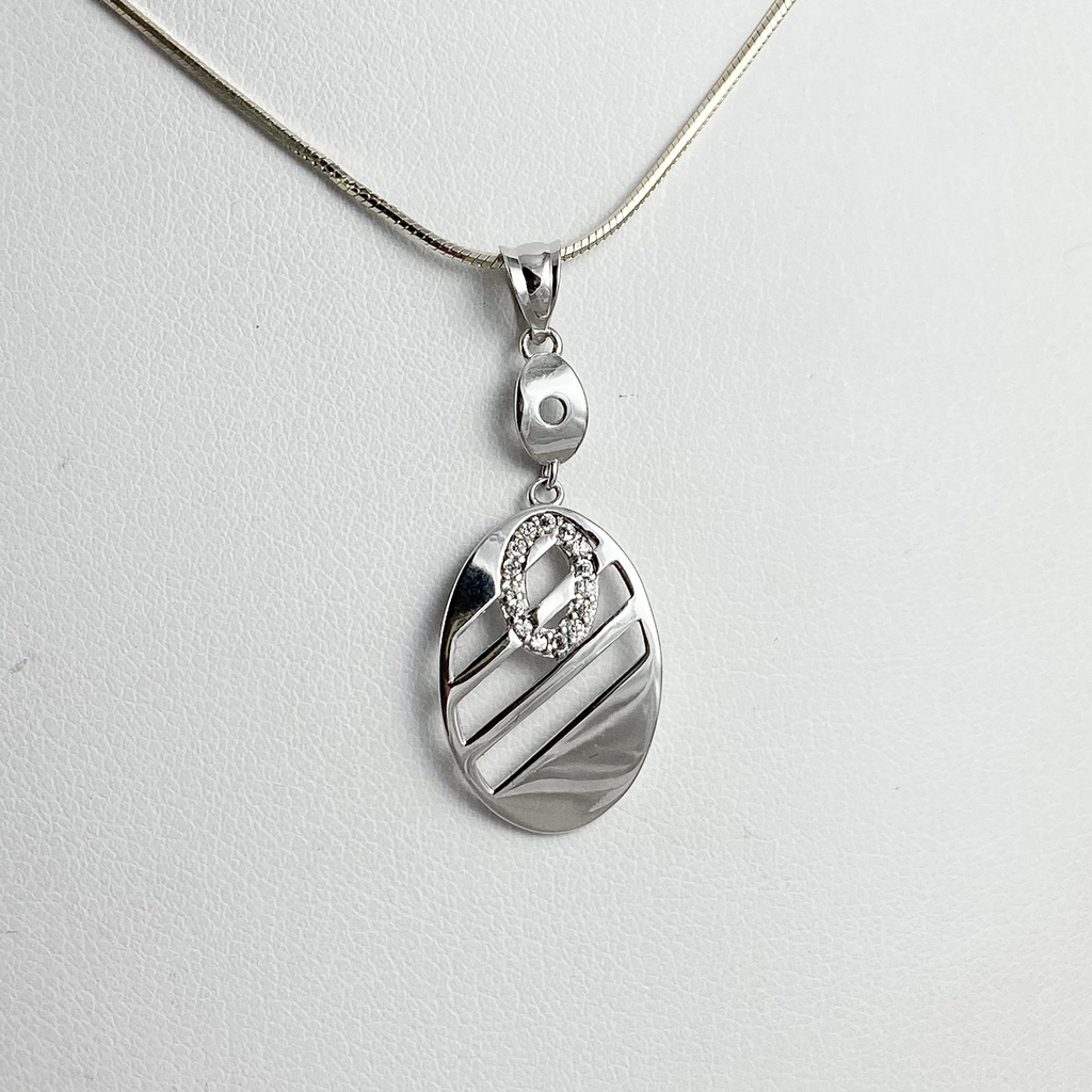 Bílé zlato přívěsek se zirkony